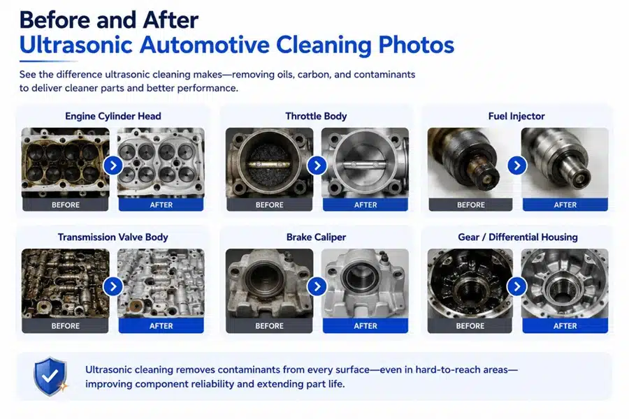 Before and After Ultrasonic Automotive Cleaning Photos